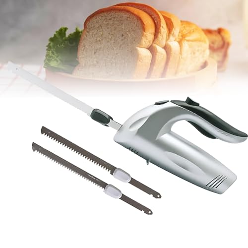 Coltello da pane, Coltello da carne elettrico con due lame seghettate per un uso multiuso, impugnatura ergonomica e vibrazioni e rumore ridotti per il tuo comfort, coltello per carne, verdure o pane