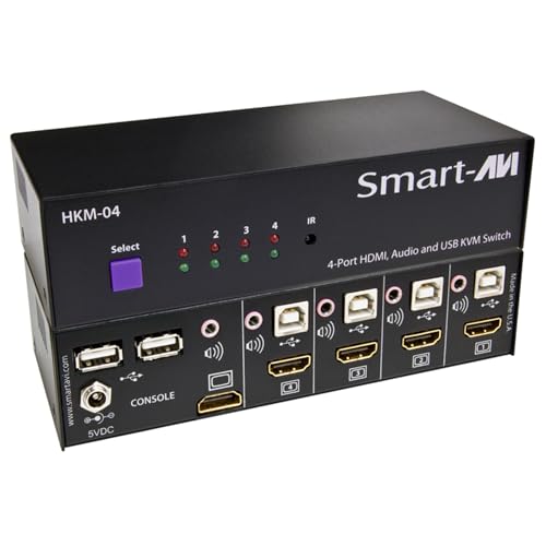 Smart AVI - HKM-04S - SmartAVI 4-Port HDMI, USB and Audio KVM Switch - 4 Computer(s) - 1 Local User(s) - 6 x USB - 5 x