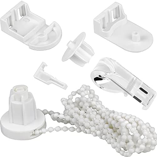 HAOSEA 2 Sets Roller Blind Fittings 25mm Roller Blind Spares Roller Blind Replacement Repair Kit Plastic Roller Blind Brackets with Beaded Chain for Curtain Rods