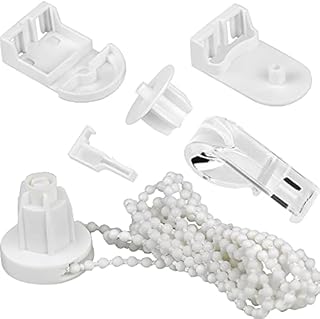 HAOSEA 2 Sets Roller Blind Fittings 25mm Roller Blind Spares Roller Blind Replacement Repair Kit Plastic Roller Blind Brackets with Beaded Chain for Curtain Rods
