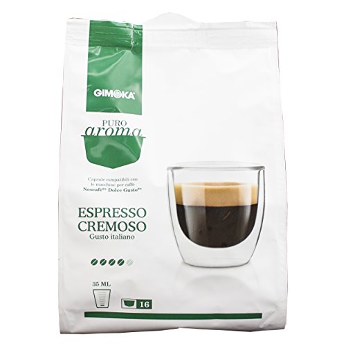 Gimoka Puro Aroma Espresso Cremoso, Gusto Italiano, Café, Capsules de Café Compatible Nescafé Dolce Gusto, Vert, 16 Caspules