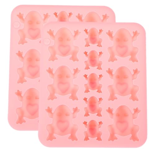 OHPHCALL Molde de Silicona para Hornear 2 Piezas 11 Formas de Rana en Varios Tamaños, Color Rosa, para Chocolate, Cupcakes y Repostería Diy, Molde Flexible y Antiadherente, Adecuado