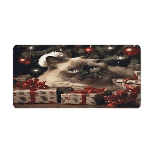 Christmas Siamese Cat Pad de escritorio grande antideslizante