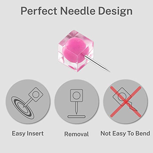 100Pcs Clear Push Pins Thumb Tacks Cute Push Pins Decorative For Cork Board, Bulletin Board, Memo Board Or Wall (White Pink) #TOP4