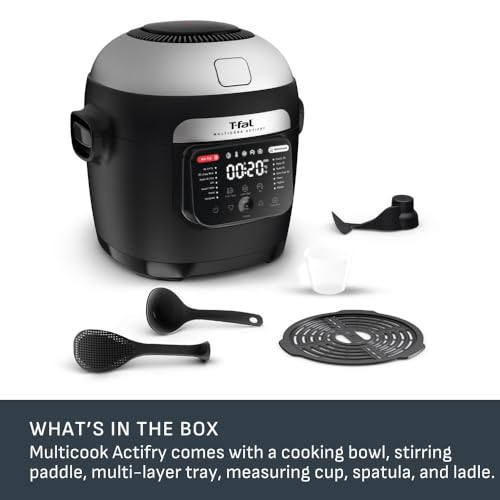 T-fal Multicook Actifry, Multicooker & Air Fryer with Automatic Stirring Paddle, 6 L / 6.3 Qt., Chrome by T-Fal - Image 3
