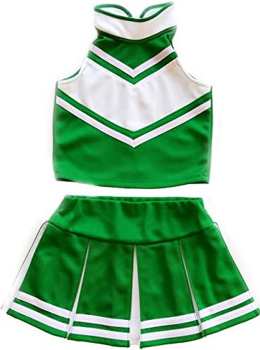 Total 2550 Little Girls' Cheerleader Cheerleading Outfit Uniform Costume Cosplay Green/White (L / 8-10)