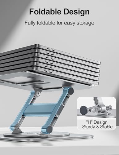 Image of MCHOSE Laptop Stand with 360 Rotating Base, Foldable Adjustable Computer Holder, Ergonomic Design Compatible with MacBook Air Pro, Dell XPS, HP, Lenovo More 10-17 inch (New-Silver)