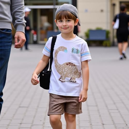 Image of Little Bitty Toddler Boy Clothes Boys Summer Outfits Cotton Short Sleeve T-Shirt & Shorts Set 2-7Yrs