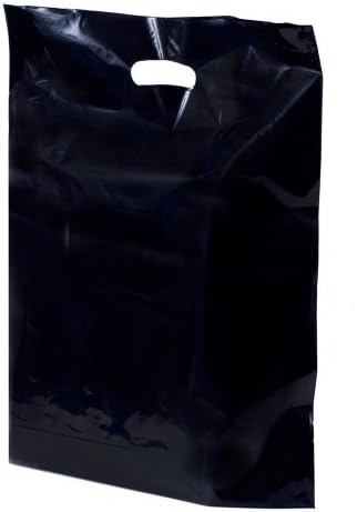 Black Plastic Carrier Bags - 38cm x 46cm + 7cm - (1 BOX - 100 BAGS) by Plastic Carrier Bags
