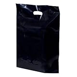 Black Plastic Carrier Bags - 38cm x 46cm + 7cm - (1 BOX - 100 BAGS)