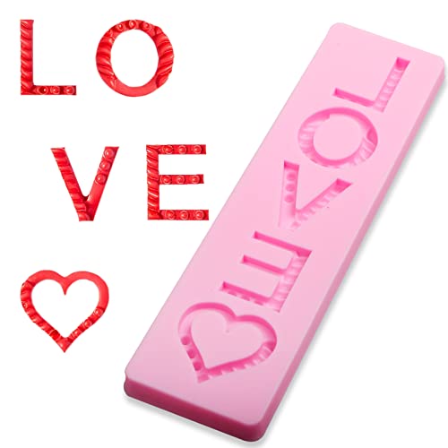 Love Letter Silicone Chocolate Molds, Angel Ring Heart Balloons Fondant Mold For Valentine's Day Wedding Cake Decoration Cupcake Toppers Sugar Craft Gum Paste Resin #TOP6