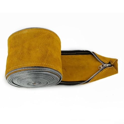 25FT TIG Welding Torch Cable Cover Resistant Leather Black Hose Cover 7.6 Meters with Cowboy Zipp er Jacket For TIG/MIG Yellow