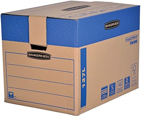 BANKERS BOX Pack of 5 Moving Boxes 127L (45.5 x 60.5 x 45.5 cm), ...