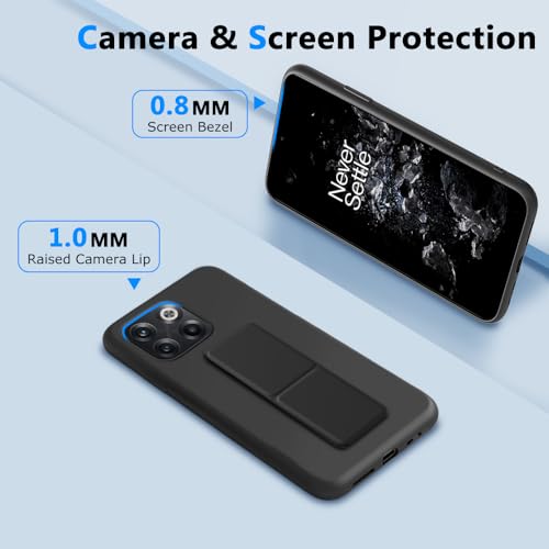 Coque OnePlus 10T antichoc en silicone noir avec support magnétique pliable - 2