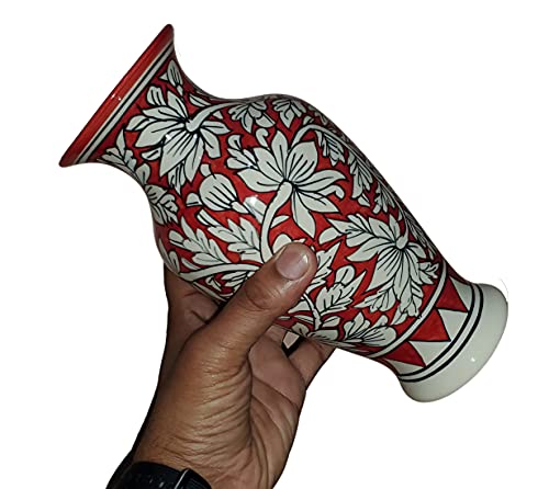 Image of Pure Source India Hand Painted Flower Vase, Red