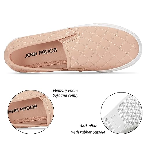 Image of JENN ARDOR Womens Slip On Sneakers Perforated /Quilted Casual Shoes Fashion Walking Flats