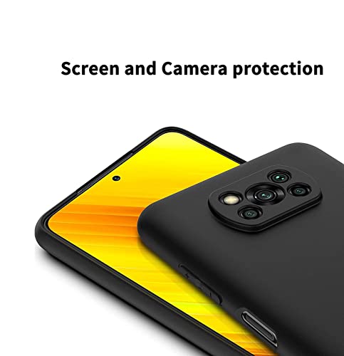 Image of Mobile Back Cover Case for Poco X3 (Silicone Case|CameraProtection|Black SC1510)
