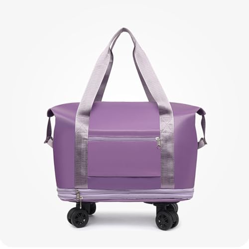 27-50L Expandable Travel Duffel Bag with Wheels,Large Rolling Capacity Travel Bag for Women & Men,Wheel detachable (Blue)3