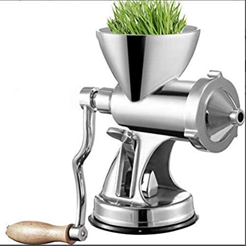 Manual wheatgrass press with suction cup base and table clamp, long screw shaft, wheatgrass juicer, stainless steel for juicing wheatgrass