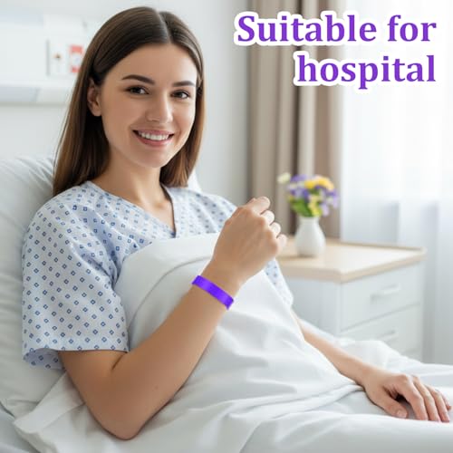 Image of Henoyso 600 Pcs Purple Plastic Wristbands for Events Vinyl Waterproof Pool Wristbands Neon Color Plastic Bracelet for Party Events Arm Band Identification for Concerts Carnivals