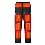 Heated Trousers for Men Waterfool Softshell Thermal Ski Pants with Upgraded Battery USB Electric Heating 12 region Thermal Underwear Electric Trousers for Winter Outdoor Sking Walking Hiking (XL)