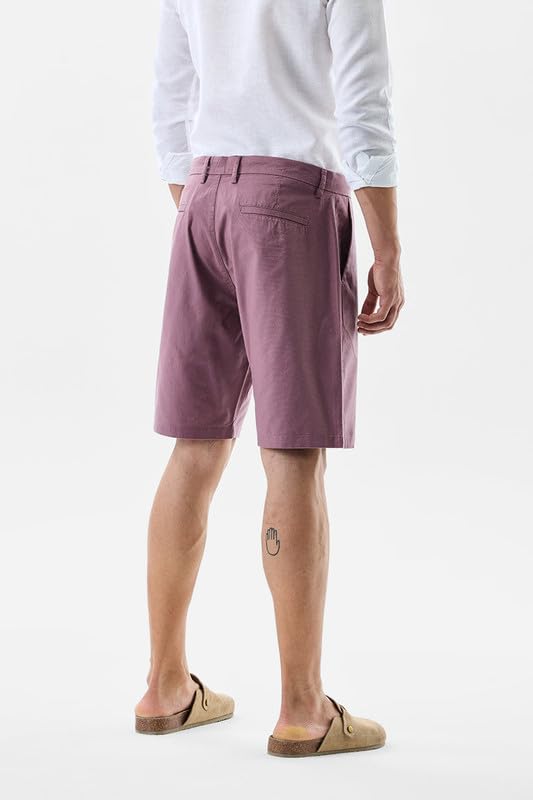 Image of SNITCH Men Casual Shorts | Regular Fit Mid Rise Solid Pattern | 100% Cotton Smooth Texture with Drawstring Closure & Elastic Waistband for Summer & Club Wear