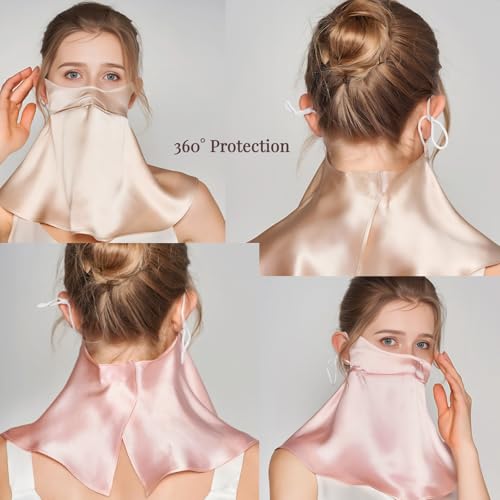 100% 19 Momme Mulberry Silk Sun Protection Mask - UPF 50+ Hybrid Face Mask and Neck Gaiter for Women3