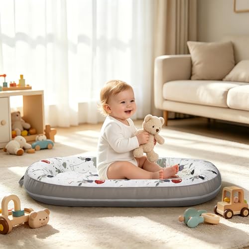 Image of BUTOA Baby Lounger - Breathable Soft Baby Nest, Portable Infant Support Cushion Tummy Time Mat for 0-24 Months, Infant Lounger for Home and Travel, Ideal Newborn Babies Essentials Baby Shower Gifts