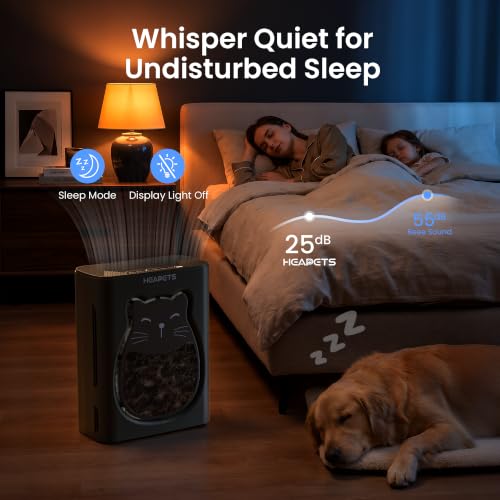 Image of Pet Air Purifier for Home, H13 HEPA Washable Filter,Air Cleaner with APP&Air Quality Monitor for Pet Hair Dander Odor Allergies Pollutant Smoke Dust for Large Rooms 2200 Ft, Auto Mode,P365 Black