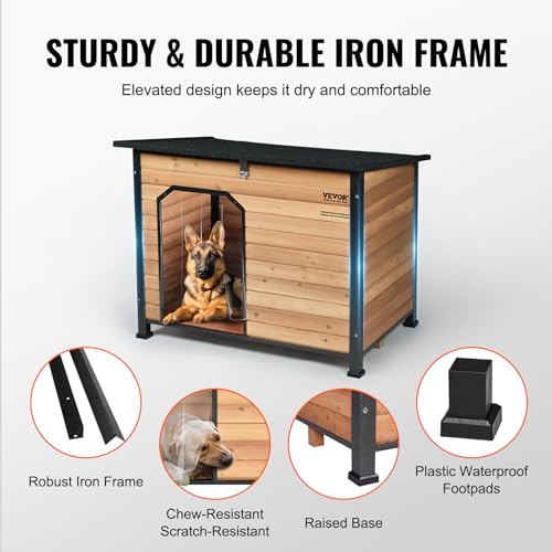 Vevor Outdoor Dog House Waterproof Insulated Dog House with Elevated Floor Antibite Wood Dog House Outdoor Iron Frame Open Roof for Medium to Large Dogs  Cucciolini Doodles Vevor outdoor dog house waterproof insulated dog house with elevated floor anti bite wood dog house outdoor iron frame open roof for medium to large dogs   cucciolini doodles