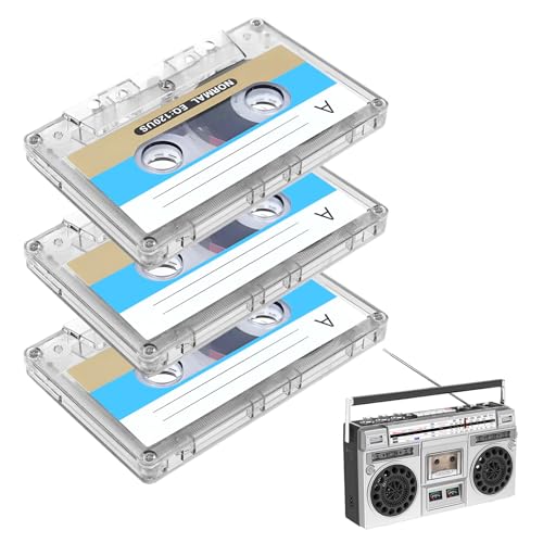 Blank Cassette Tapes 90min 3 Pcs Blank Cassette Tapes for Recording Blank Tapes for Recording 90 Min Recording Time Cassette Tapes Blank for Car Stereo Systems Or Other Devices