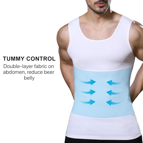 Lgtfy Mens Slimming Body Shaper Vest, Chest Abdomen Compression Tank Top, Belly Hiding Undershirts - Change in Seconds