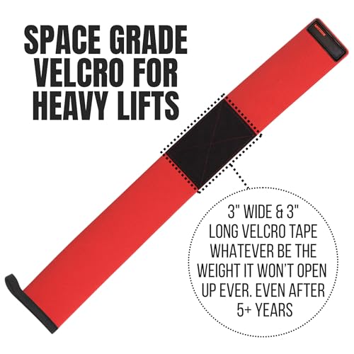 Image of Muscleape Wrist Wraps for Gym | SuperFabric Strength Support Straps for Heavy Lifting, CrossFit & Powerlifting | Adjustable Compression Wrist Support for atheletes- Superb Workout Wrist Stability & Protection. (Red, 32 Inches)