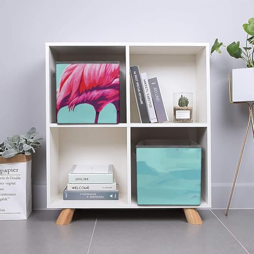 Cube de rangement pliable flamant rose avec double poignées linge - 6