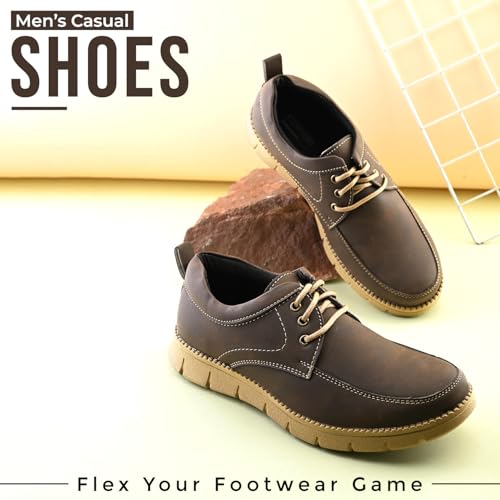 Image of STANPHORD Men Suede Lace-Up Casual Sneakers | Rugged Outdoor Walking Shoes | Cushioned Anti-Skid Sole | College Travel (TPSI 5021)