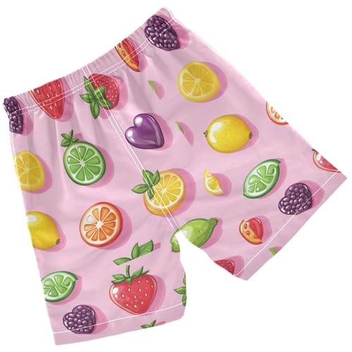 Pigsaly Boys' Swim Board Shorts Cute Lemon Blueberry Mango Gummy Jelly Candy Boy's Swim Trunks Kids Swimwear M2