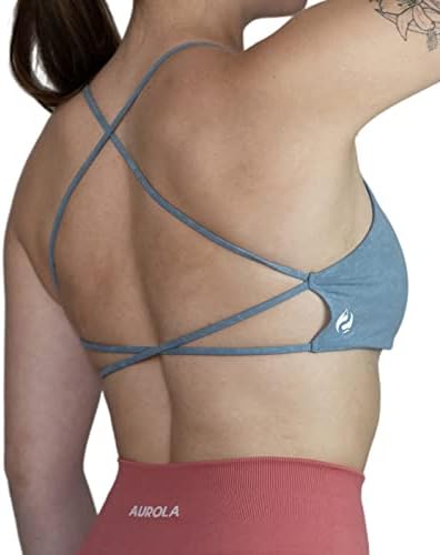 AUROLA Earth Workout Sports Bras Women Athletic Removable Padded Backless Strappy Criss Cross Light Support Gym Fitness Yoga Crop Bra