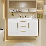Virubi 36 Inch Bathroom Vanity with Sink, Wall Mounted Bathroom Storage Cabinet with 2 Doors and 2 Drawers, Floating Bathroom Vanities with Decor Line
