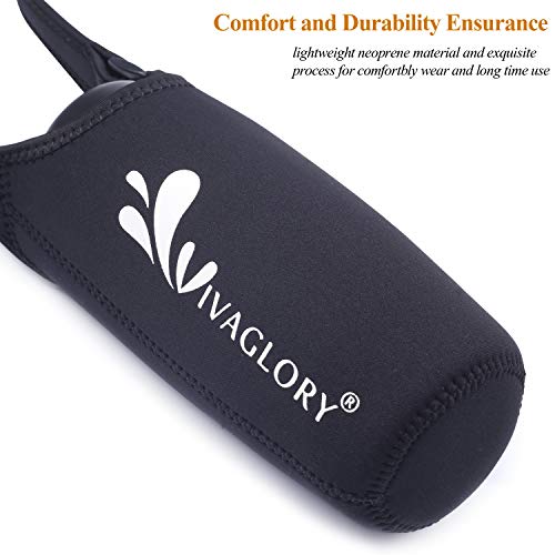 VIVAGLORY hundetrinkflasche & wasserflaschenhalter mit Schultergurt-Kombi, Hunde Trinkflasche & Wasserflaschenhalter für Unterwegs, Trinkflasche Edelstahl mit Wasserflaschenträger, 750ml, Schwarz