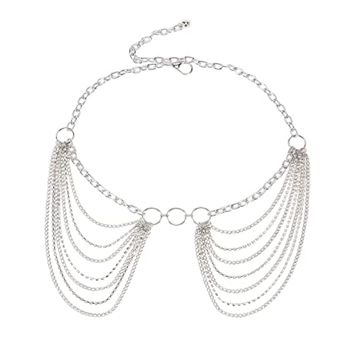 Cadena para el cuerpo punk KnSam ajustable con circonita brillante en plata