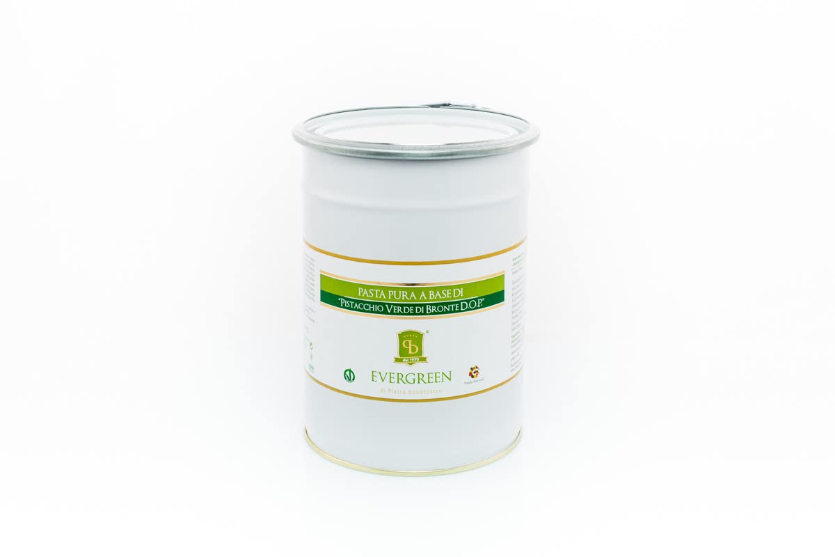 EVERGREEN- Pasta 100% Pistacchio DOP di Bronte & SlowFood Qualità certificata e garantita latta da 1KG