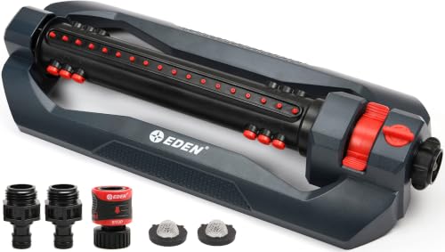 Image of Eden 96212 Turbo Oscillating Sprinkler | Covers Up to 4,400 sq. ft.,18 Precision Nozzles,Adjustable Range,Flow Control,Triple Nozzle Width Switches,Turbo Drive Motor,Quick Connect Bundle,(Pack of 12)