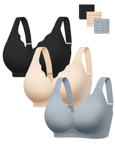 Angelhood Plus Size Bras for Women Wireless Jelly Push Up Bra Soft Lift Full Coverage Bra for Curvy Women