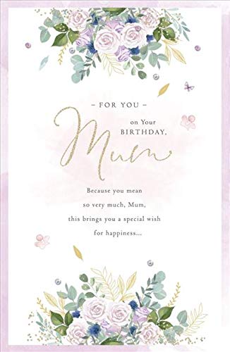 Biglietto di auguri per compleanno con scritta To a Wonderful Mum, annaffiatoio floreale e farfalle, 145 x 145 mm, quadrato, con busta in carta kraft