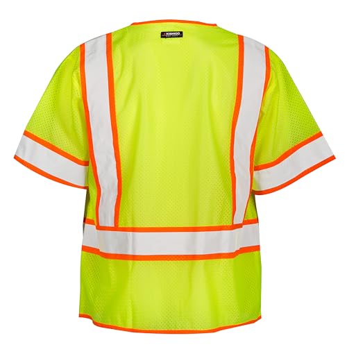 Kishigo 1242 Ultra-Cool Polyester Mesh Class 3 Surveyors Vest, Large, Lime4