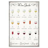 GLOBLELAND Lista de Vinos Letrero de Metal de Lata 8x12in Pintura de Cóctel Retro de Lata Letreros de Lata Colorida Góndola Cartel de Pared Placa para Barra de Hogar Cocina Comedor Café Restaurante