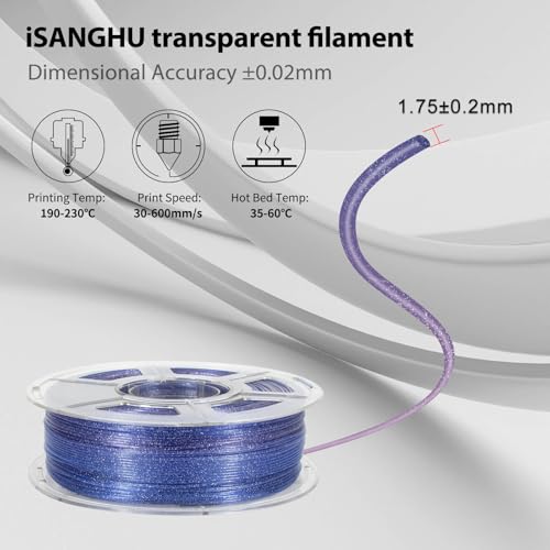 Image of 3D Printer Pla Filament HS Glitter Clear Blue+Purple for Bambu Lab AMS,AMS Lite