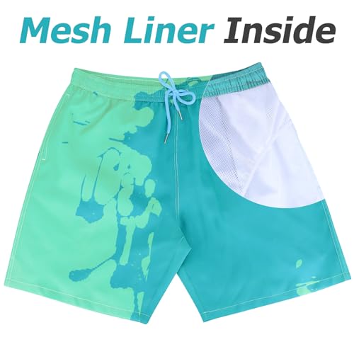 HAMTRED Men's Swim Trunks Quick Dry Beach Shorts, Color Changing Swim Trunks for Men, Temperature Color Changing Shorts4