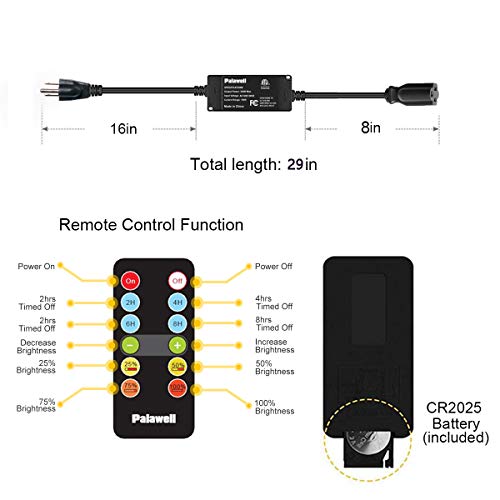 Palawell 100FT Dimmer Switch Lights Timer Waterproof Outdoor Wireless Remote Control Kit, 350W LED Dimmer for Dimmable LED String Bulbs