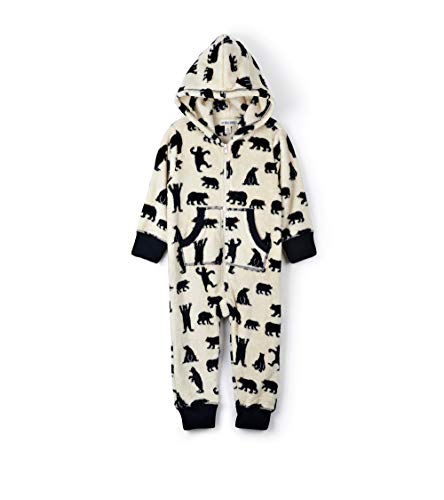 Little Blue House By Hatley Bear Family Fuzzy Fleece Hooded Jumpsuits, Kid's Jumpsuit/black bears, 2 Years